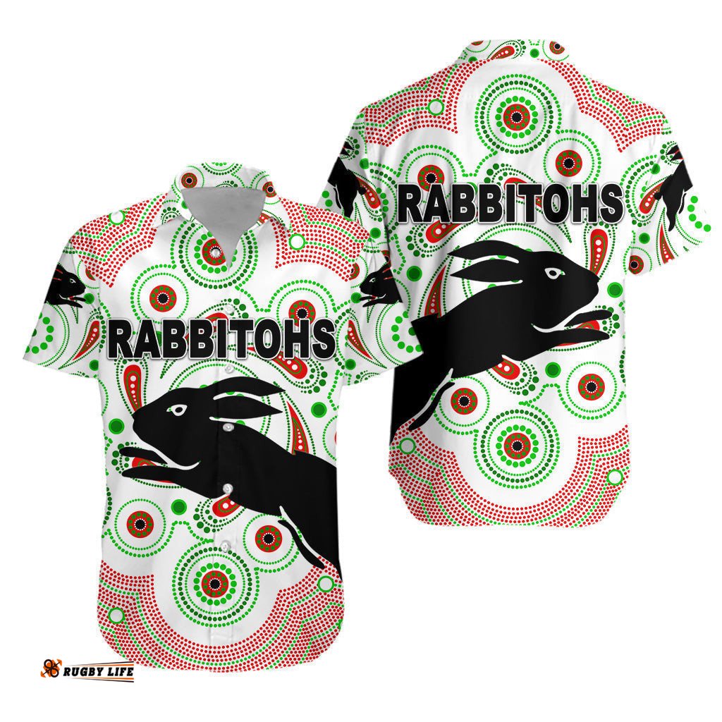South Sydney Rabbitohs Hawaiian Shirt Indigenous Vibes White
