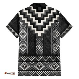 Black Taniko Aotearoa Hawaiian Shirt Niho Taniwha Mix Poutama
