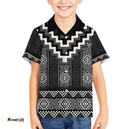 Black Taniko Aotearoa Hawaiian Shirt Niho Taniwha Mix Poutama