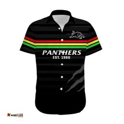 Penrith Panthers Rugby Hawaiian Shirt The Riff Est 1966 Black Sporty