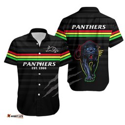 Penrith Panthers Rugby Hawaiian Shirt The Riff Est 1966 Black Sporty