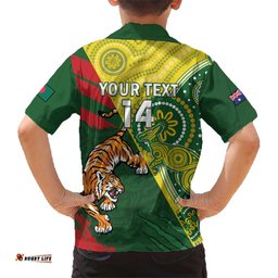 Custom Bangladesh And Australia Cricket Hawaiian Shirt Kangaroo Tiger Together