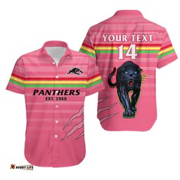 Custom Text And Number Penrith Panthers Rugby Hawaiian Shirt The Riff Est 1966 Pink Sporty