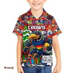 Custom Crows Football Merry Christmas Hawaiian Shirt Indigenous Australian Art