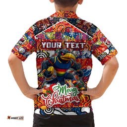 Custom Crows Football Merry Christmas Hawaiian Shirt Indigenous Australian Art