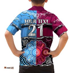 Custom Text And Number NSW Combine QLD State of Origin Hawaiian Shirt New South Wales and Queensland Aboriginal