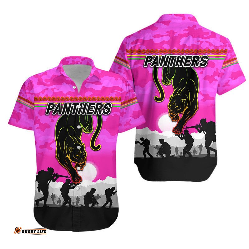 Penrith Panthers ANZAC Hawaiian Shirt Simple Style Pink