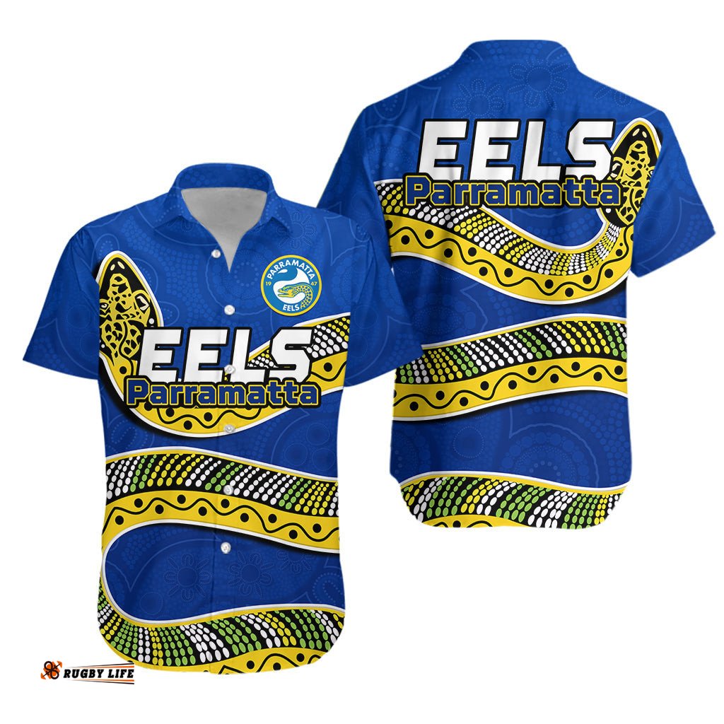Eels Rugby Hawaiian Shirt Aboriginal Art Simple Style