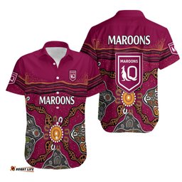 QLD Maroons Rugby Hawaiian Shirt Queensland Aboriginal Origin