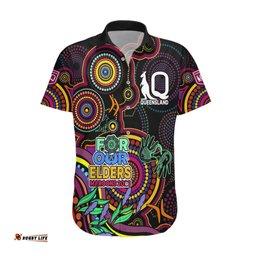 NAIDOC Maroon Rugby Hawaiian Shirt Queensland Indigenous Tribal