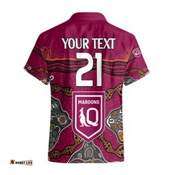 Custom Text And Number QLD Maroons Rugby Hawaiian Shirt Queensland Aboriginal Origin