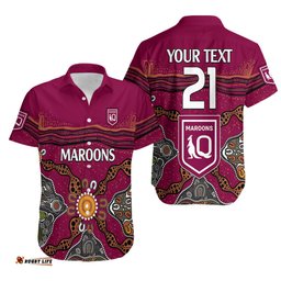 Custom Text And Number QLD Maroons Rugby Hawaiian Shirt Queensland Aboriginal Origin