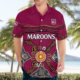 Custom Text And Number QLD Maroons Rugby Hawaiian Shirt Queensland Aboriginal Origin