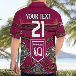 Custom Text And Number QLD Maroons Rugby Hawaiian Shirt Queensland Aboriginal Origin