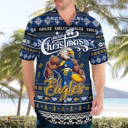 Personalized Eagles Football Xmas Hawaiian Shirt Australia AFL Mascot