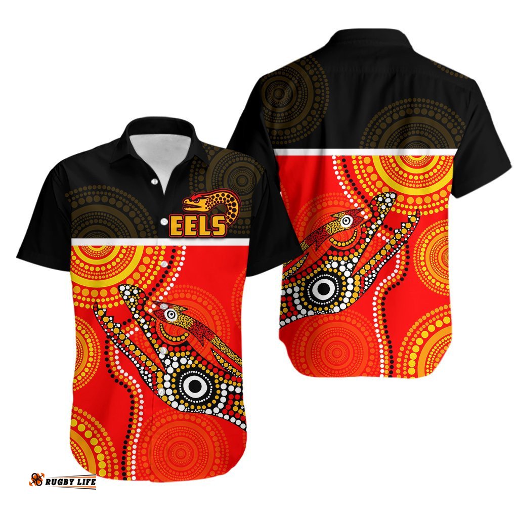 Parramatta Rugby Hawaiian Shirt Eels Aboriginal Black