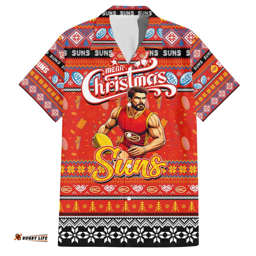 Personalized Suns Football Xmas Hawaiian Shirt Australia AFL Mascot