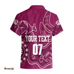 Personalised QLD Maroons Rugby Indigenous Hawaiian Shirt Kangaroo Mix Boomerang