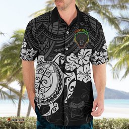 Custom Panthers Rugby Hawaiian Shirt Penrith Hibiscus and Turtle With Polynesian Pattern