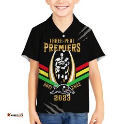 NRL Panthers Hawaiian Shirt Premiers Three Peat Proud Of Our Boys Black