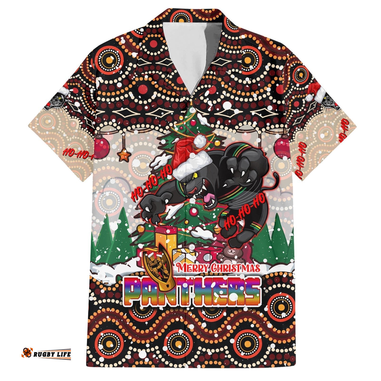 Penrith Panthers Christmas Hawaiian Shirt Rugby Australia Mascot