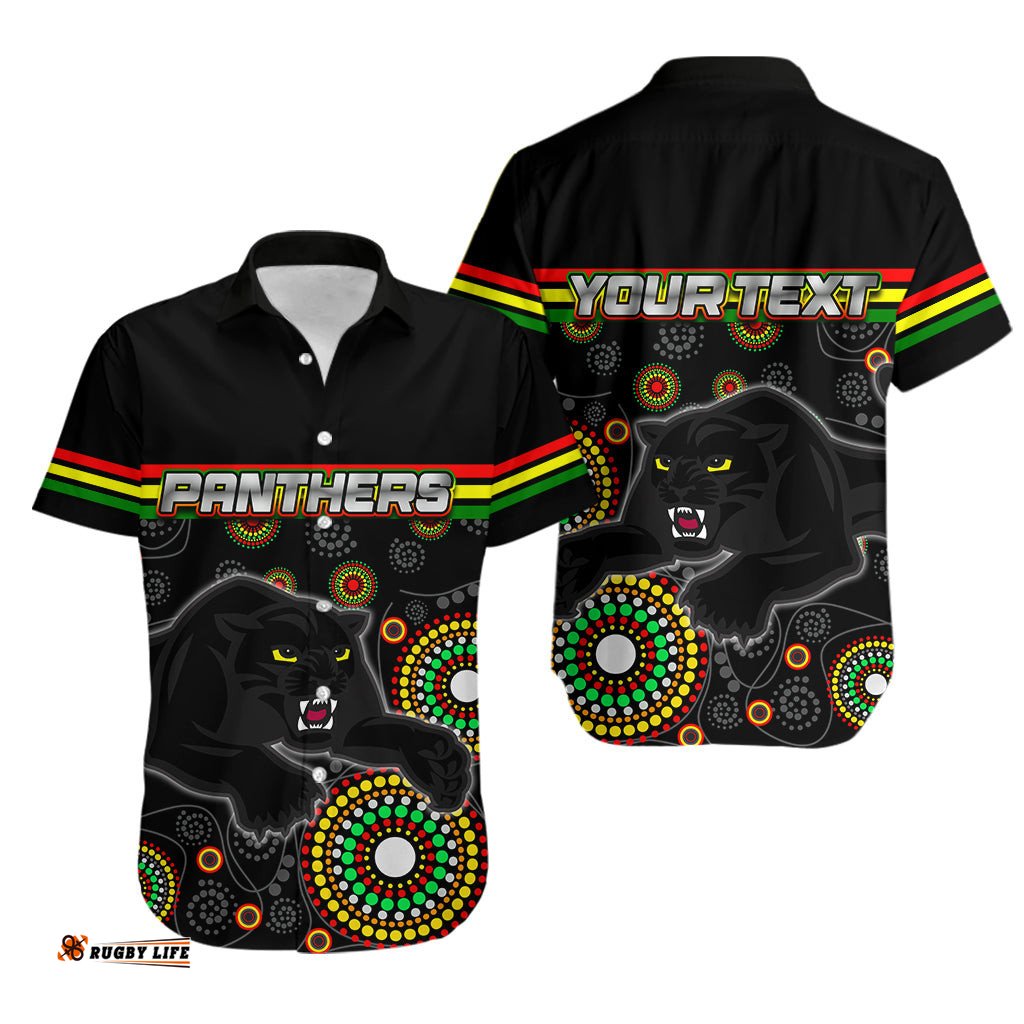 Custom Personalised Panthers Aboriginal Hawaiian Shirt Aboriginal Patterns