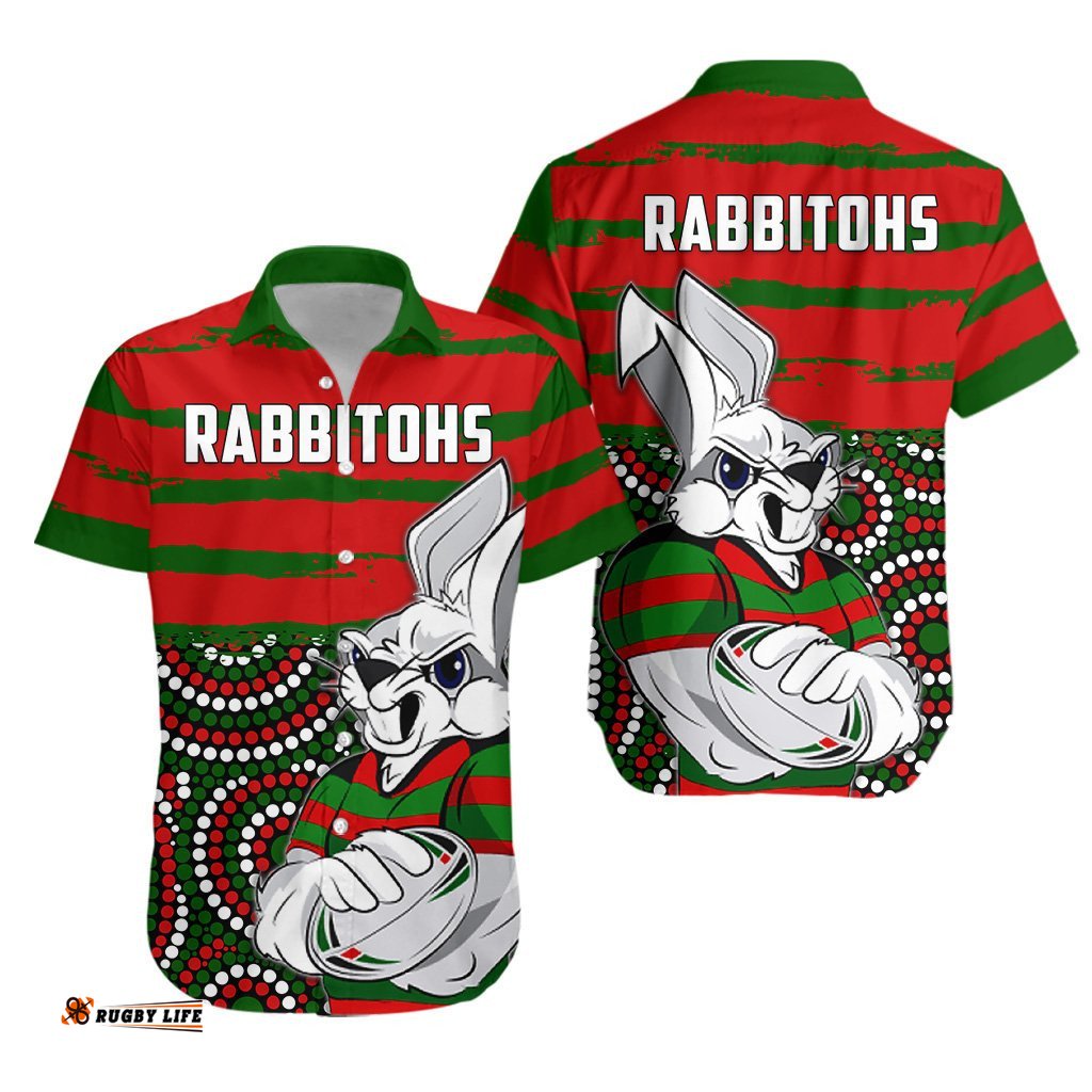 Australia Rabbitohs Indigenous Rugby Hawaiian Shirt Rabbit Cartoon