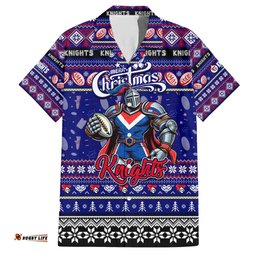 Personalized Knights Rugby Xmas Hawaiian Shirt Australia NRL Mascot