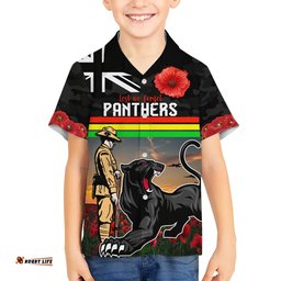 Custom Panthers Rugby ANZAC Day Hawaiian Shirt Soldiers Poppy Field 2024