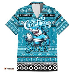 Personalized Sharks Rugby Xmas Hawaiian Shirt Australia NRL Mascot