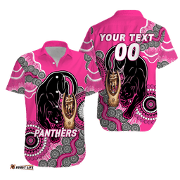 Custom Personalised Panthers Rugby Premiers Aboriginal Art Hawaiian Shirt