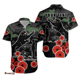 Custom Personalised Panthers ANZAC Day Hawaiian Shirt Simple Poppy