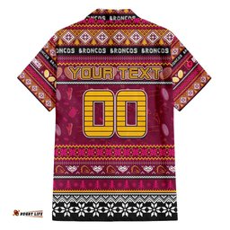 Personalized Broncos Rugby Xmas Hawaiian Shirt Australia NRL Mascot