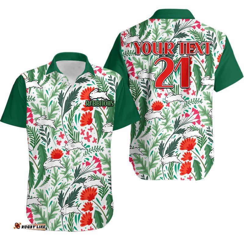 Custom Personalised Rabbitohs Poppy Flowers Field Hawaiian Shirt