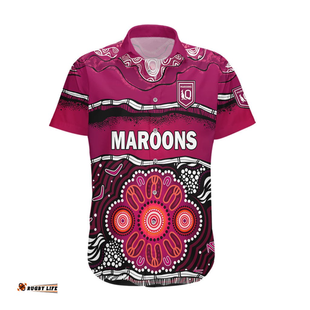 Maroons Rugby Hawaiian Shirt Aboriginal Queensland State of Origin