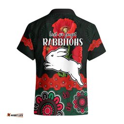 ANZAC NRL Rabbitohs Rugby Hawaiian Shirt The Bunnies 1908 Poppy Flowers Mixed Aboriginal