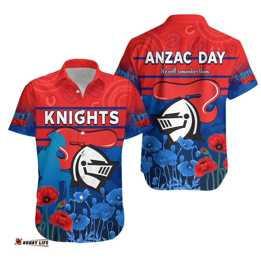 Knights ANZAC Hawaiian Shirt Novocastrians Lest We Forget