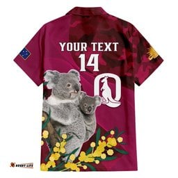 Custom QLD Maroons ANZAC Day Hawaiian Shirt Australian Koala Mix Camouflage