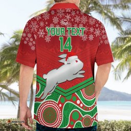 Custom Rabbitohs Rugby Christmas Hawaiian Shirt Merry Xmas Mix Aboriginal Art