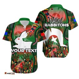 Custom Personalised NAIDOC Rabbitohs Hawaiian Shirt Torres Strait Islanders