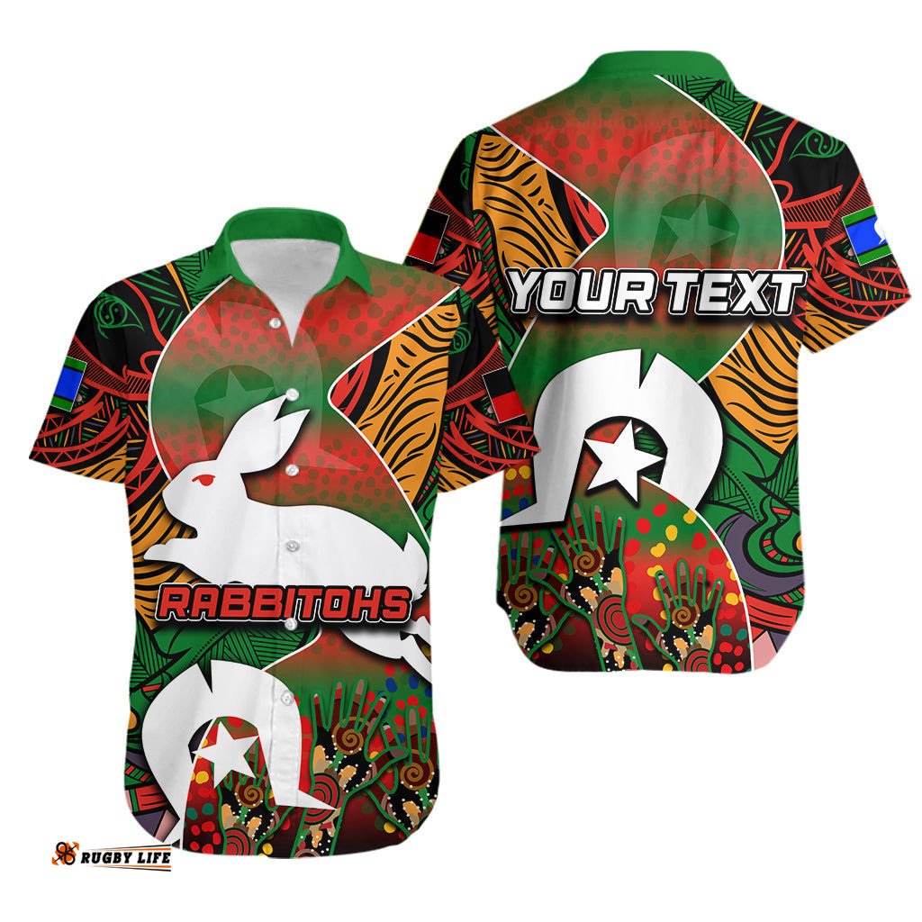 Custom Personalised NAIDOC Rabbitohs Hawaiian Shirt Torres Strait Islanders