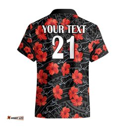 Custom Text And Number Panthers Rugby Hawaiian Shirt Polynesian Style With Hibiscus
