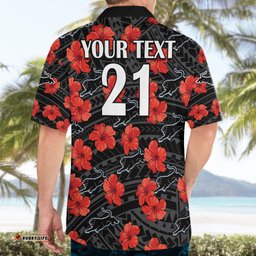 Custom Text And Number Panthers Rugby Hawaiian Shirt Polynesian Style With Hibiscus