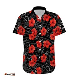 Custom Text And Number Panthers Rugby Hawaiian Shirt Polynesian Style With Hibiscus