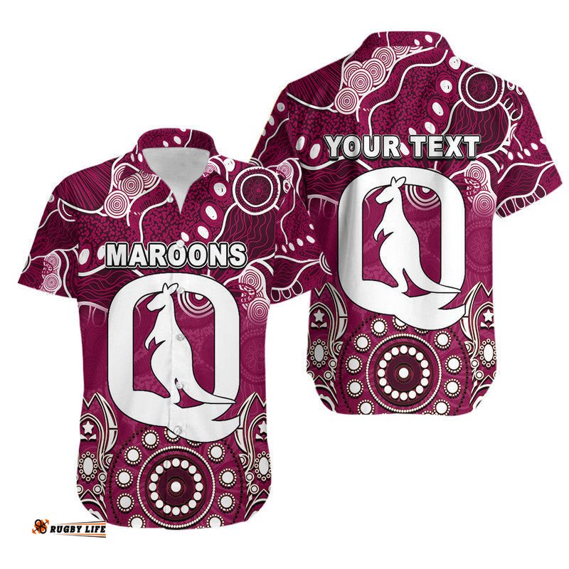 Custom Personalised Queensland Maroons Hawaiian Shirt Aboriginal