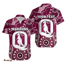 Custom Personalised Queensland Maroons Hawaiian Shirt Aboriginal