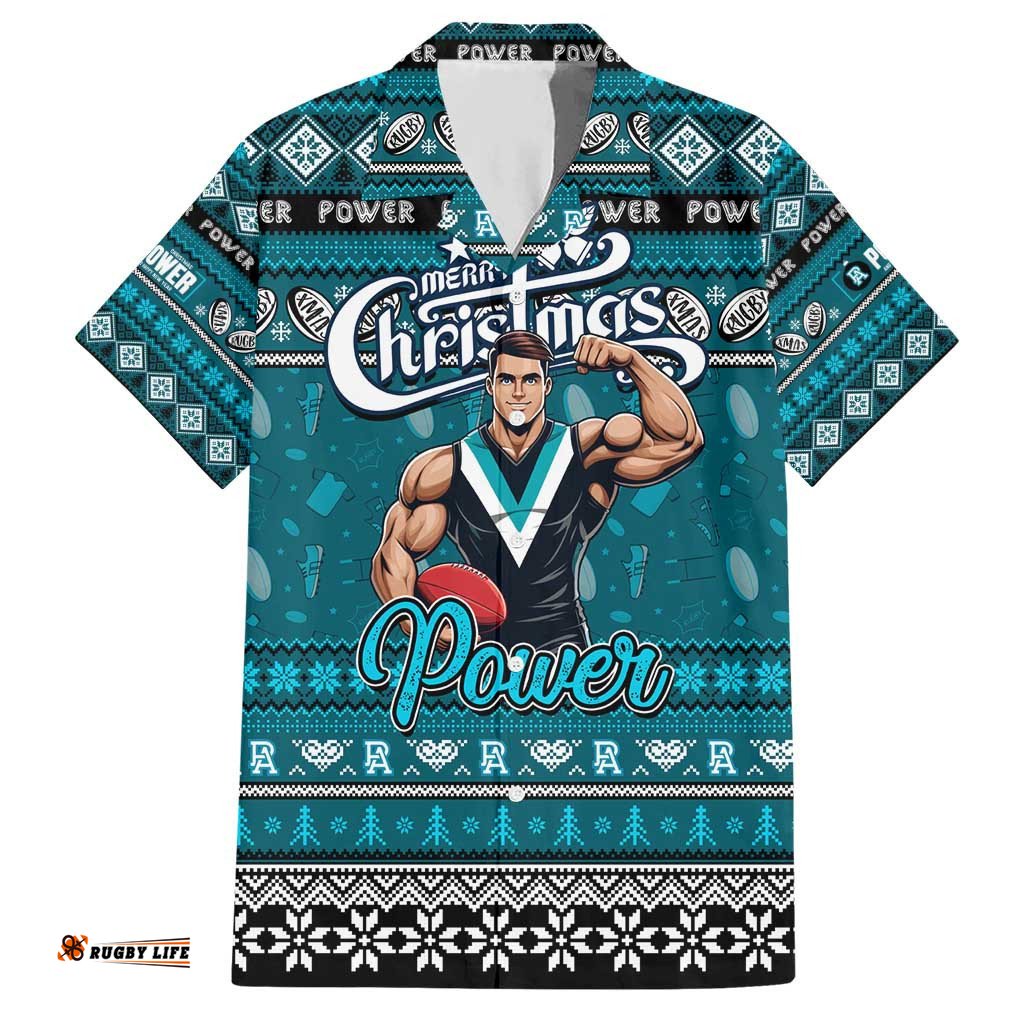 Personalized Power Football Xmas Hawaiian Shirt Australia AFL Mascot