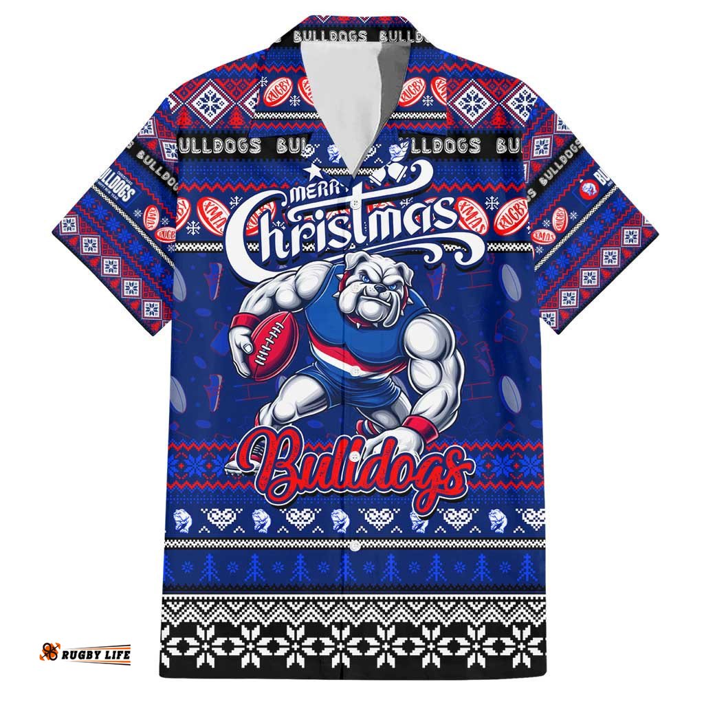 Personalized Bulldogs Football Xmas Hawaiian Shirt Australia AFL Mascot
