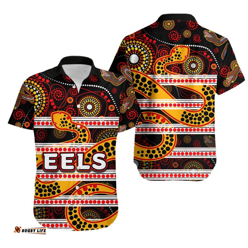 Parramatta Eels Hawaiian Shirt Tribal Style Black