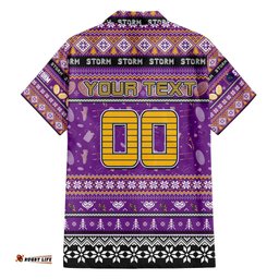 Personalized Storm Rugby Xmas Hawaiian Shirt Australia NRL Mascot